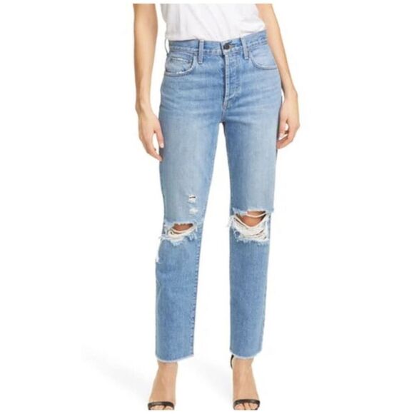 Alice & Olivia Cotton Straight Fit Raw Hem Jeans 27 - Picture 1 of 9